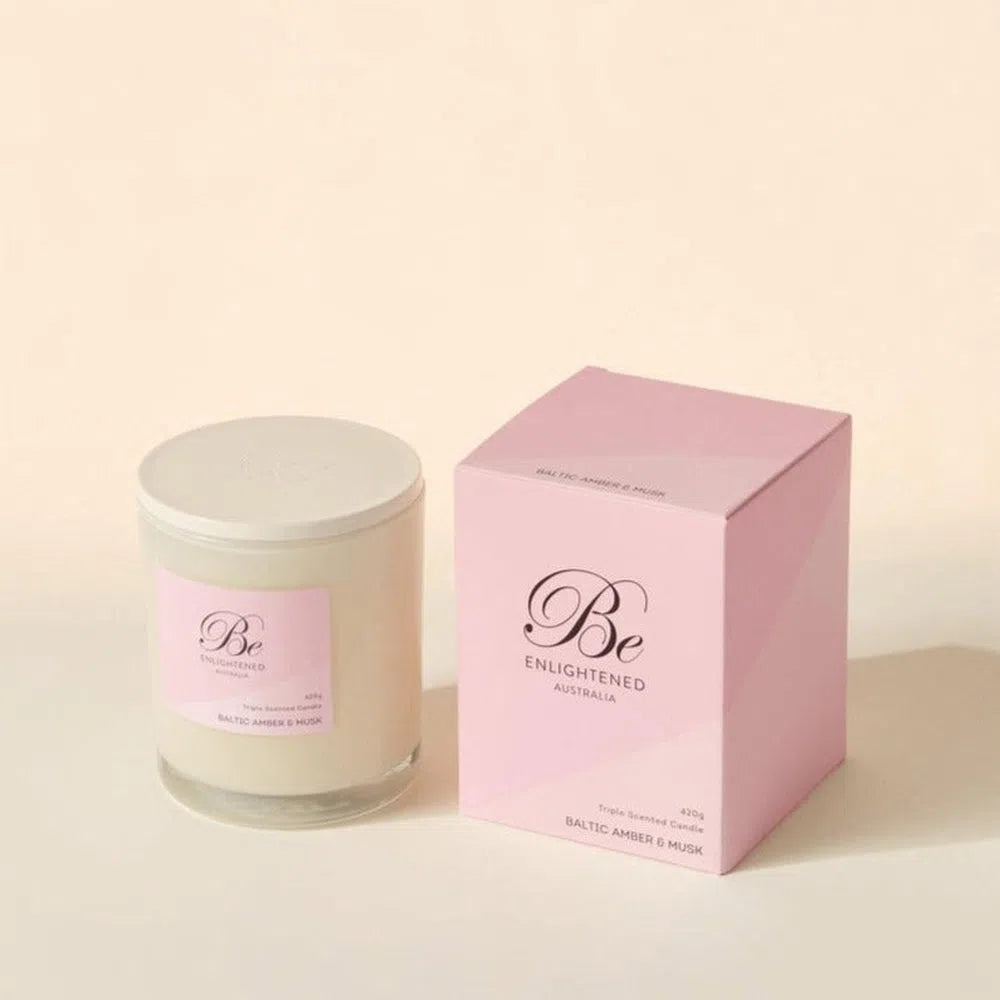 Baltic Amber and Musk 420g Triple Scented Candle by Be Enlightened-Candles2go