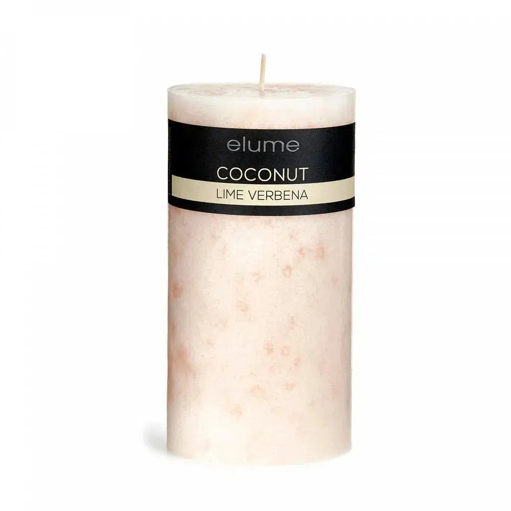 Coconut Lime Verbena Round 10 x 20cm Pillar Candle by Elume-Candles2go