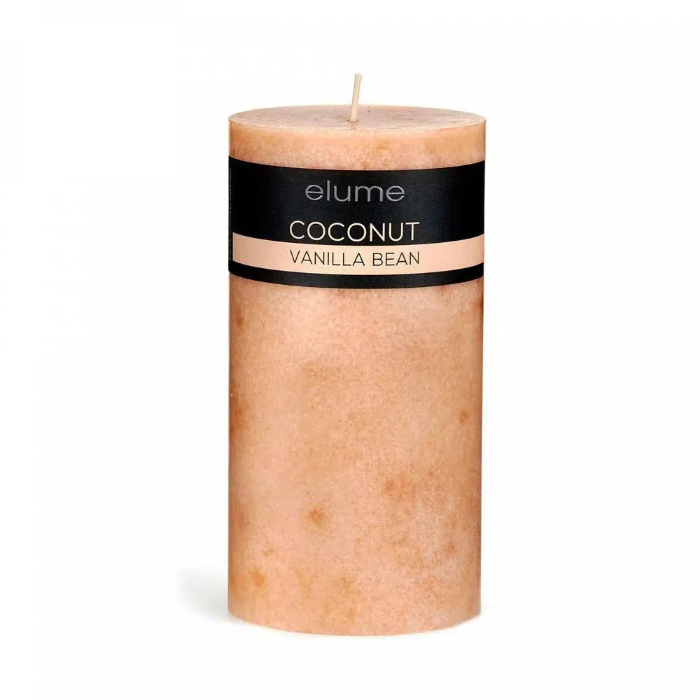 Coconut Vanilla Bean Round 10 x 10cm Pillar Candle by Elume-Candles2go