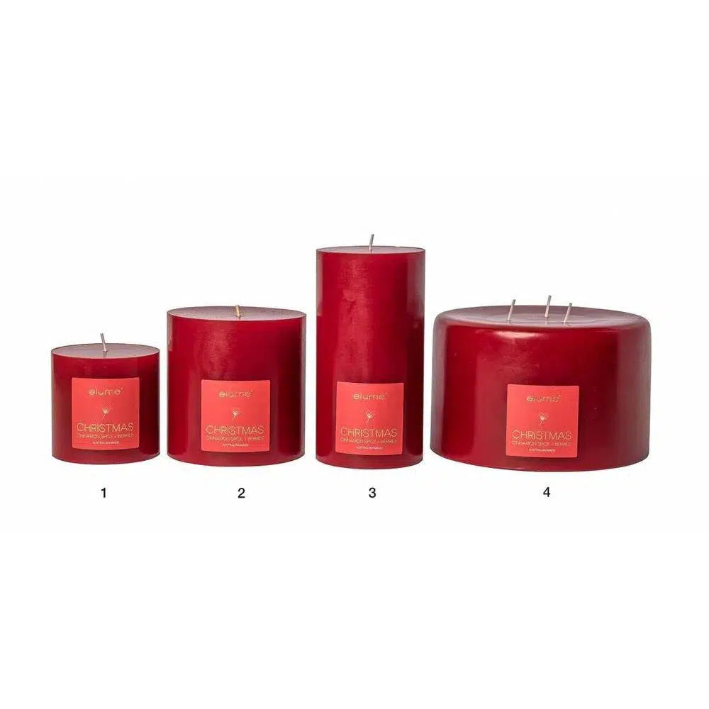 Elume Christmas Cinnamon Spice & Berries 10 x 10cm Round Pillar Candle-Candles2go