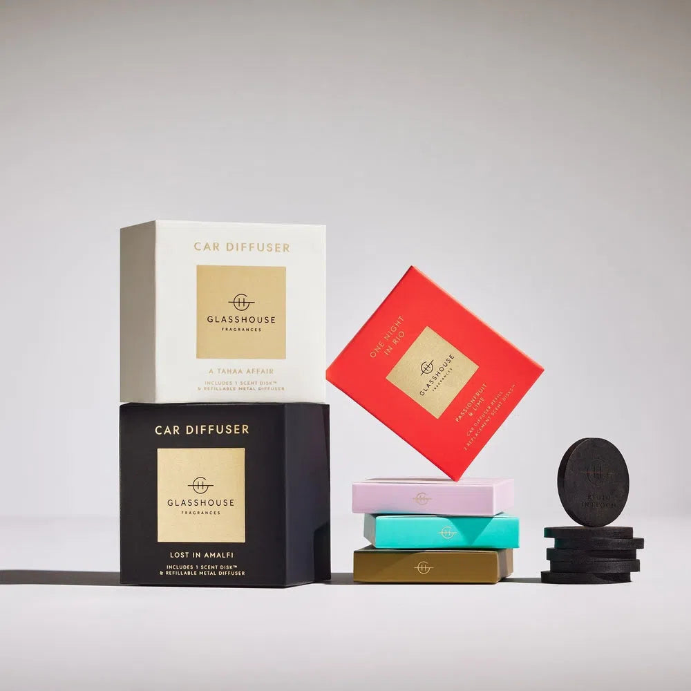 Glasshouse Fragrances Lost In Amalfi Car Diffuser Black & Gold-Candles2go