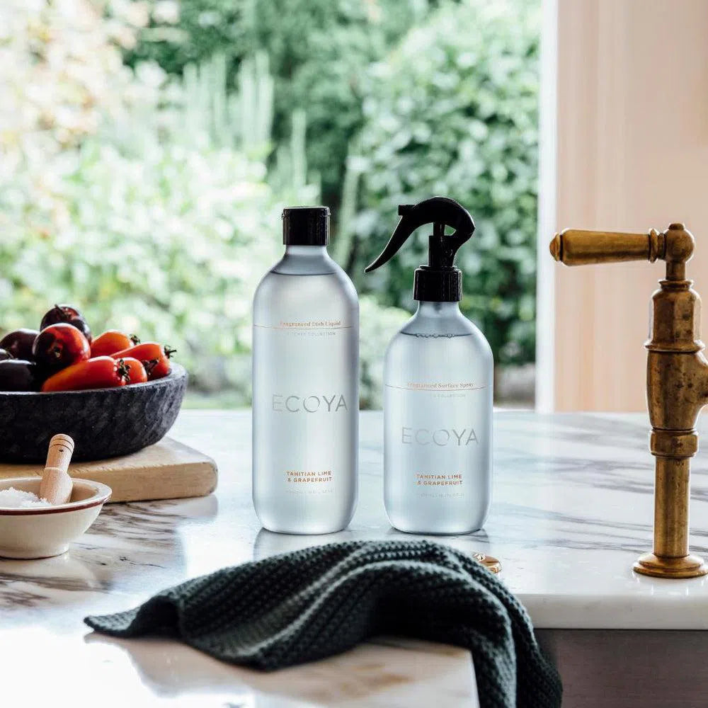 Kitchen Gift Set Surface Spray and Dish Soap in Tahitian Lime and Grapefruit by Ecoya Kitchen Range-Candles2go