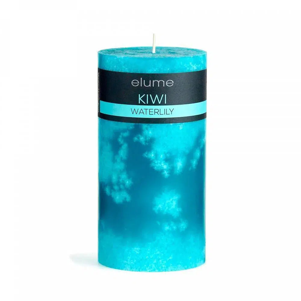 Kiwi and Waterlily Round 7.5 x 22.5cm Pillar Candle by Elume-Candles2go