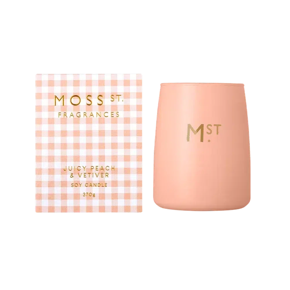 Mother's Day Juicy Peach & Vetiver Limited Edition 370g Candle by Moss St-Candles2go