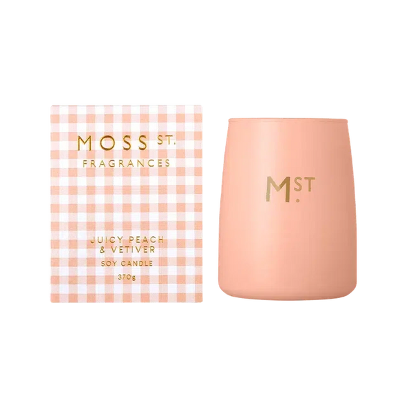Mother's Day Juicy Peach & Vetiver Limited Edition 370g Candle by Moss St-Candles2go