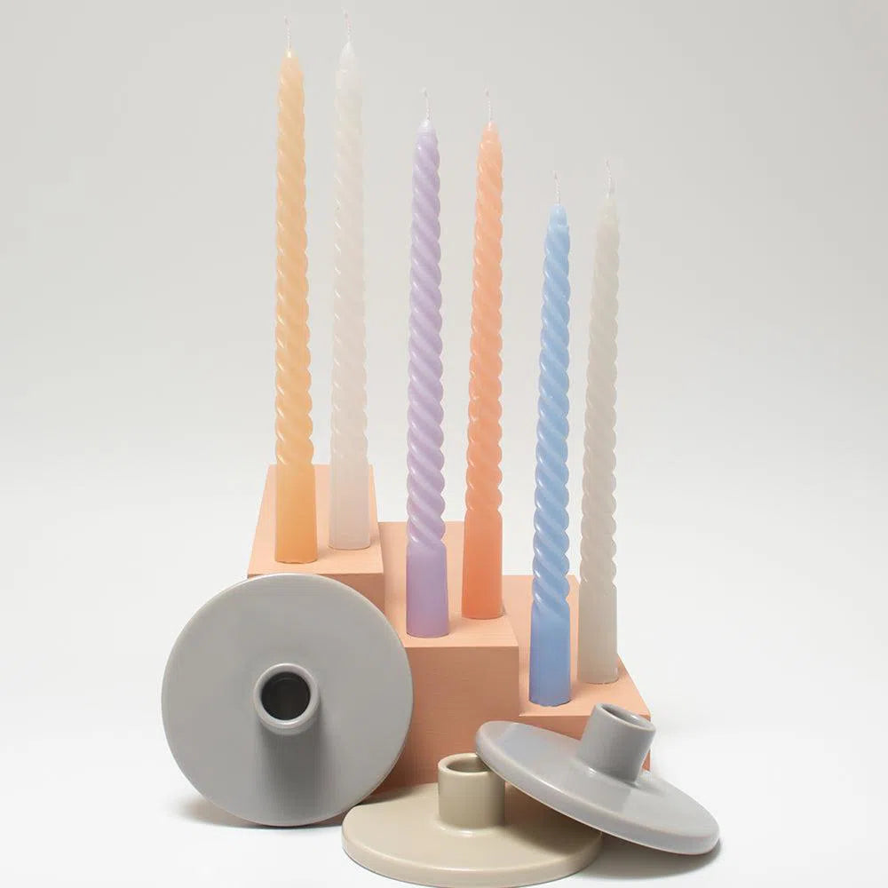 Oatmeal Ceramic Candlestick Holder by Peppermint Grove-Candles2go