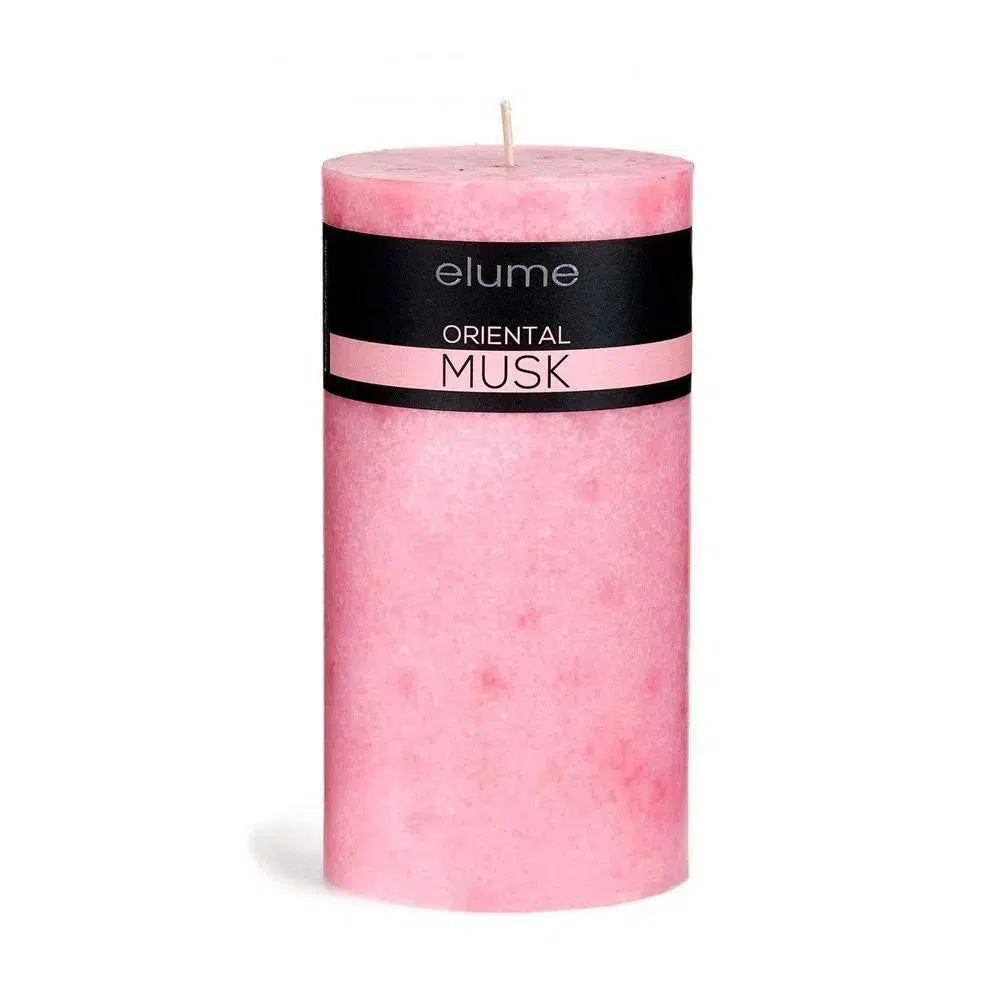 Oriental Musk Round 7.5 x 22.5cm Pillar Candle by Elume-Candles2go