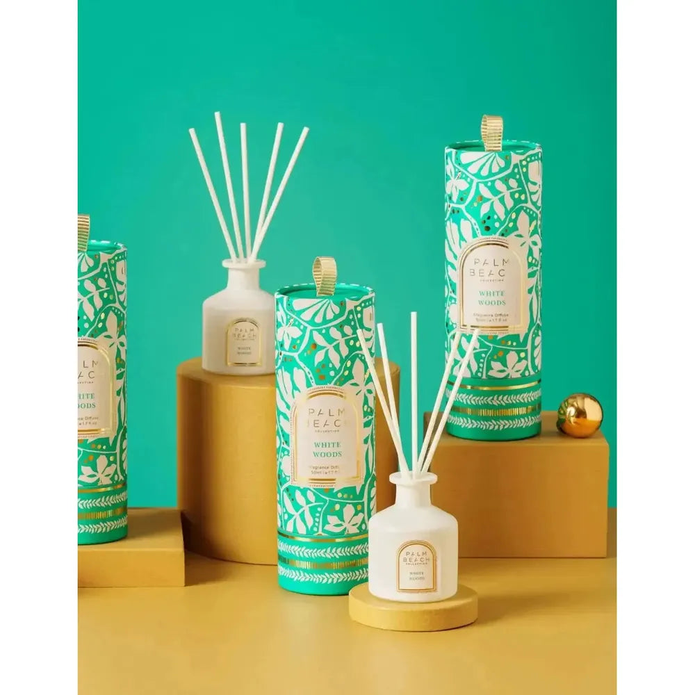 Palm Beach Limited Edition Christmas Mini Diffuser White Woods 50ml 2025-Candles2go