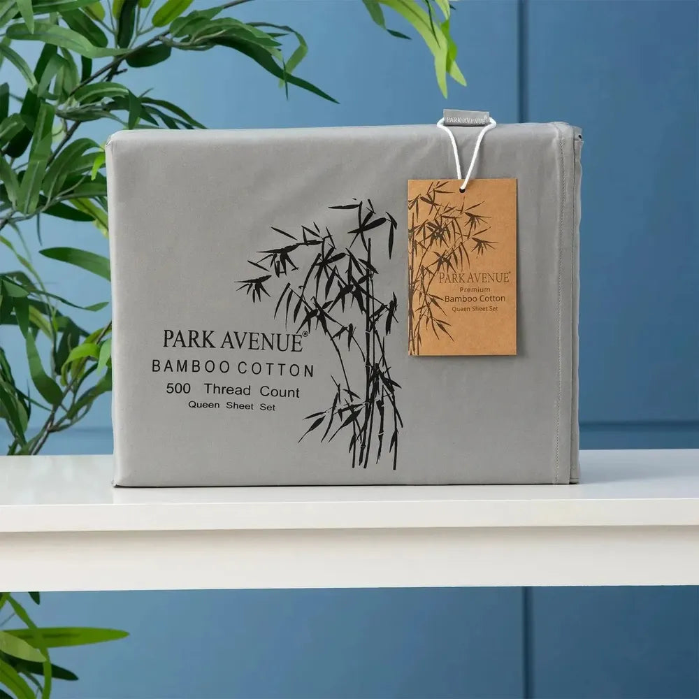 Park Avenue 500TC Bamboo Cotton Sheet Long Single Charcoal-Candles2go