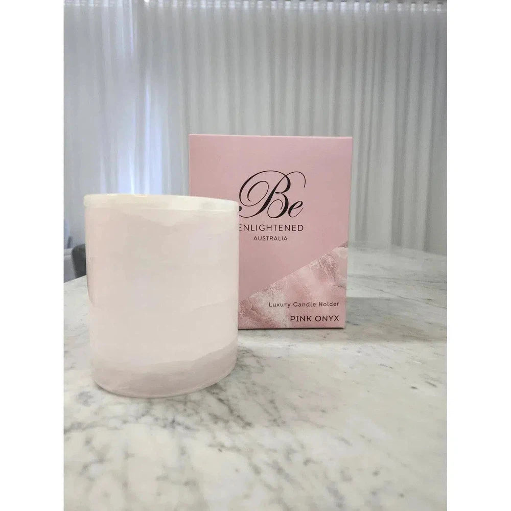 Pink Onyx Luxury Candle Holder by Be Enlightened-Candles2go
