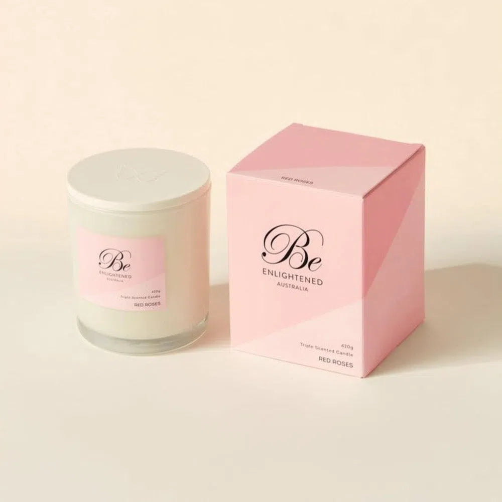Red Roses 420g Triple Scented Candle by Be Enlightened-Candles2go