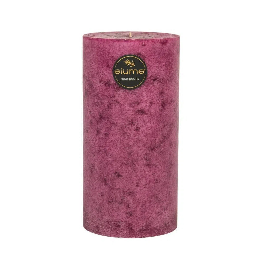 Rose Peony Round 10 x 20cm Pillar Candle by Elume-Candles2go