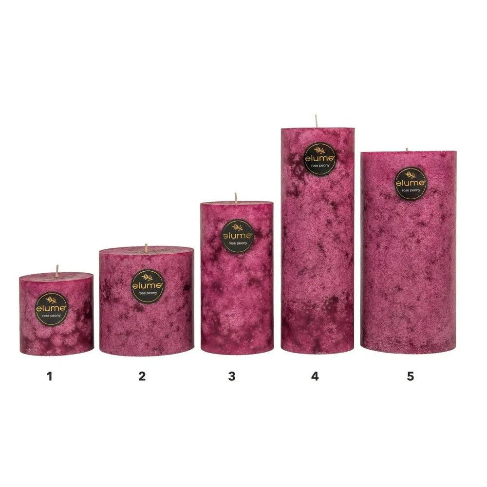 Rose Peony Round 7.5 x 15cm Pillar Candle by Elume-Candles2go