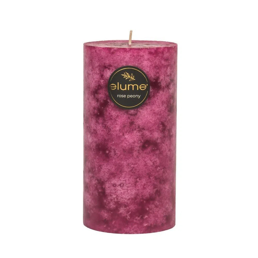 Rose Peony Round 7.5 x 15cm Pillar Candle by Elume-Candles2go