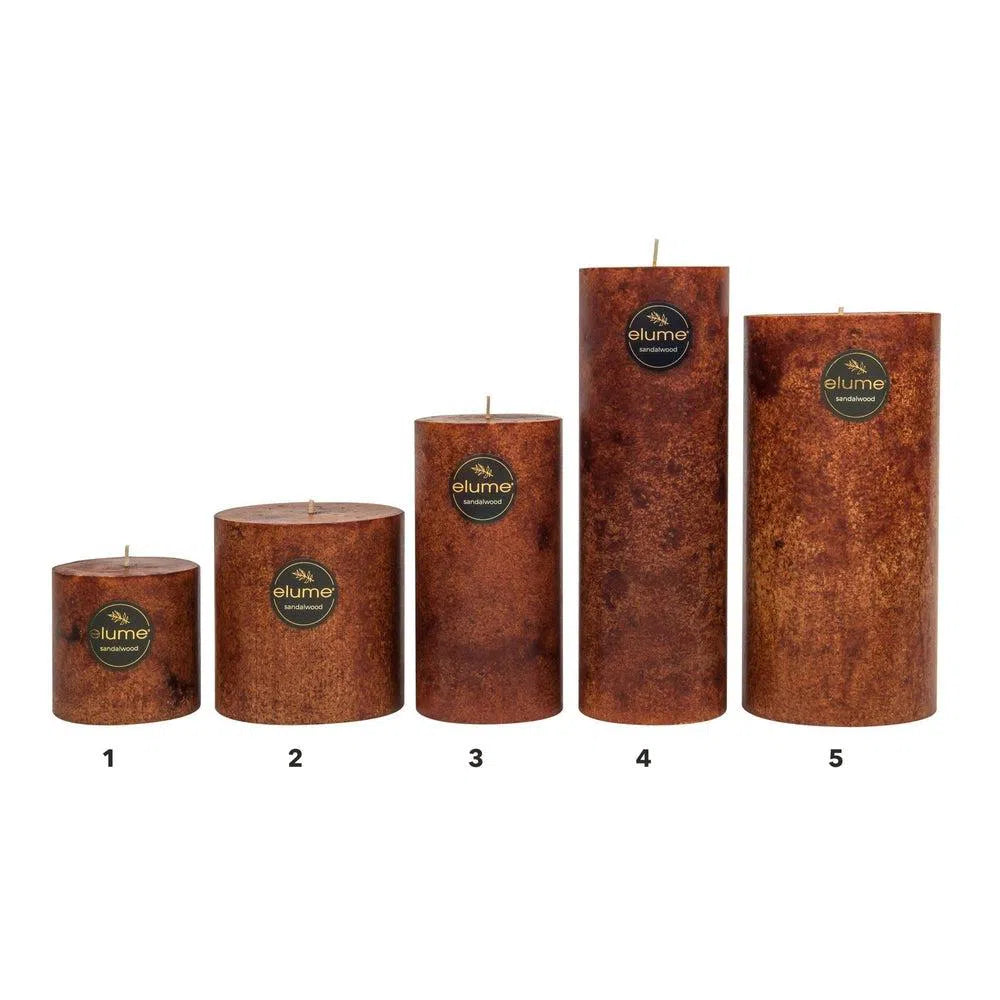 Sandalwood Round 10 x 20cm Pillar Candle by Elume-Candles2go