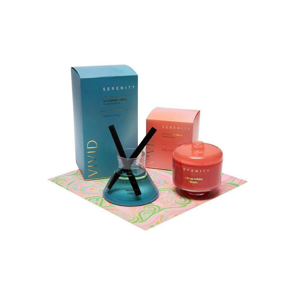 Serenity Vivid Reed Diffuser in Sea Island Cotton 200ml-Candles2go