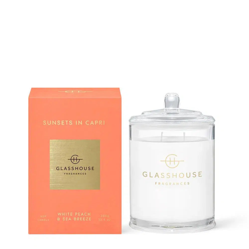 Sunsets in Capri White Peach and Sea Breeze 380g Glasshouse Fragrances-Candles2go
