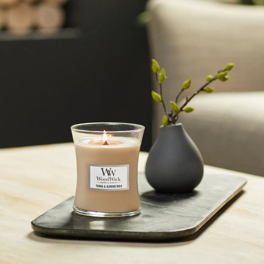 Tonka & Almond Milk 275g Jar by Woodwick Candle-Candles2go
