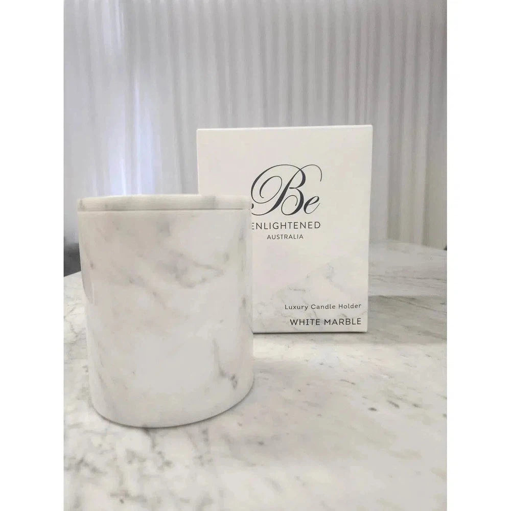 White Marble Luxury Candle Holder by Be Enlightened-Candles2go