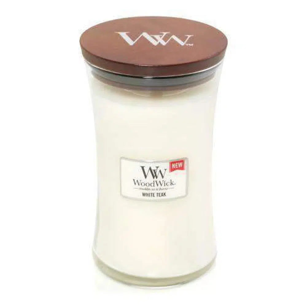 Woodwick Candles Large Candle 609g White Teak-Candles2go