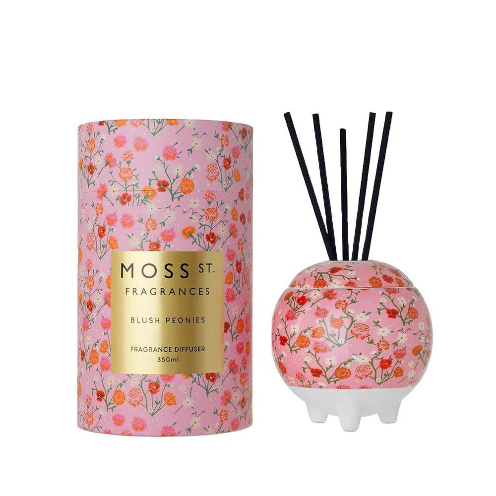 Blush Peonies 350ml Ceramic Reed Diffuser by Moss St Fragrances-Candles2go