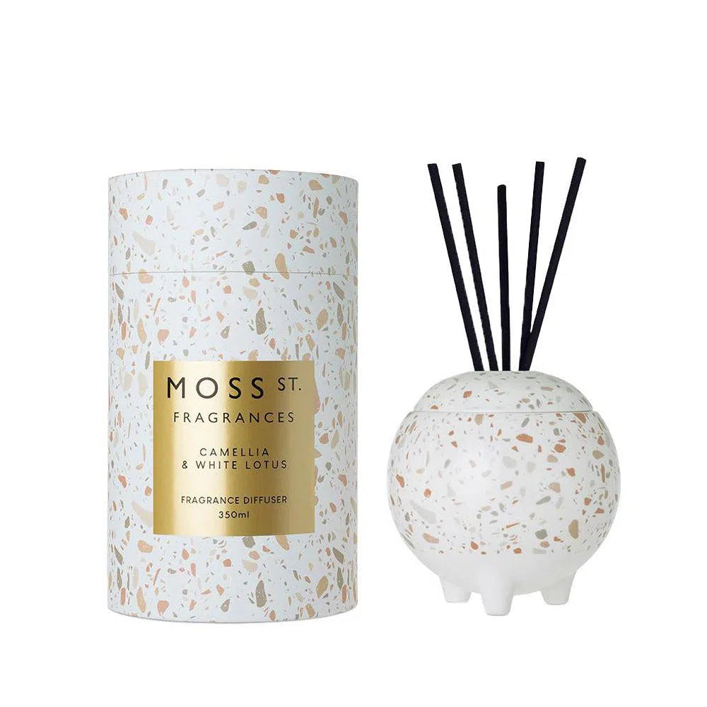 Camelia and White Lotus 350ml Ceramic Reed Diffuser by Moss St Fragrances-Candles2go