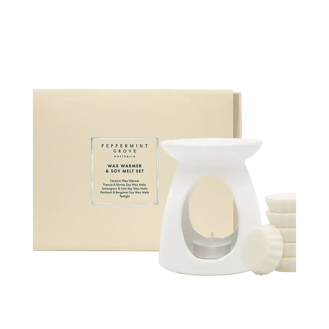 Ceramic Wax Warmer & Soy Melt Gift Set by Peppermint Grove-Candles2go