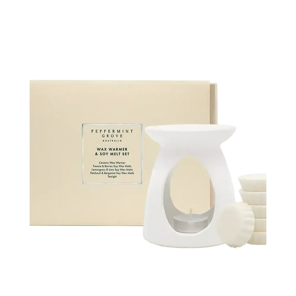 Ceramic Wax Warmer & Soy Melt Gift Set by Peppermint Grove-Candles2go