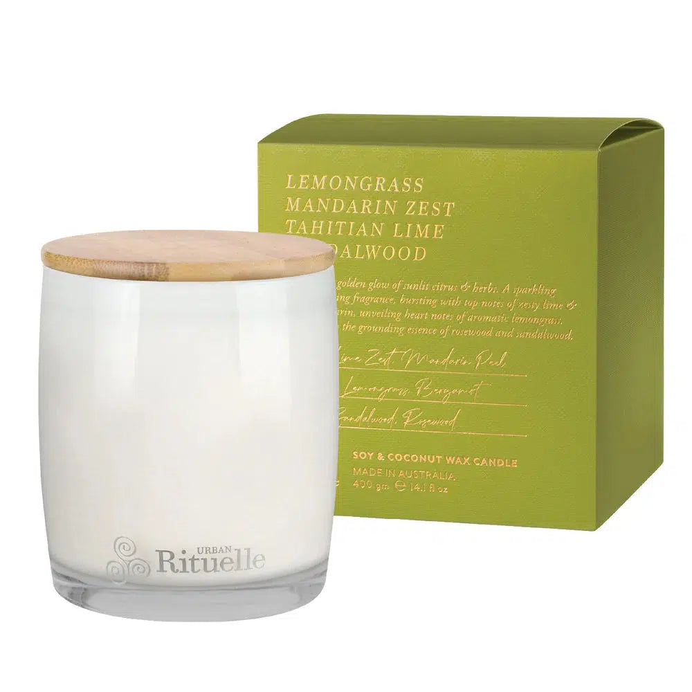 Christmas 2024 Lemongrass, Mandarin Zest, Tahitian Lime & Sandalwood 400g Candle by Urban Rituelle-Candles2go