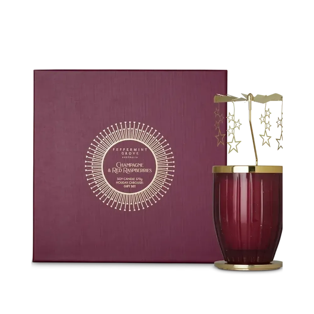 Christmas Limited Edition Peppermint Grove Champagne & Red Raspberries Spinning Carousel Gift Set 2025-Candles2go