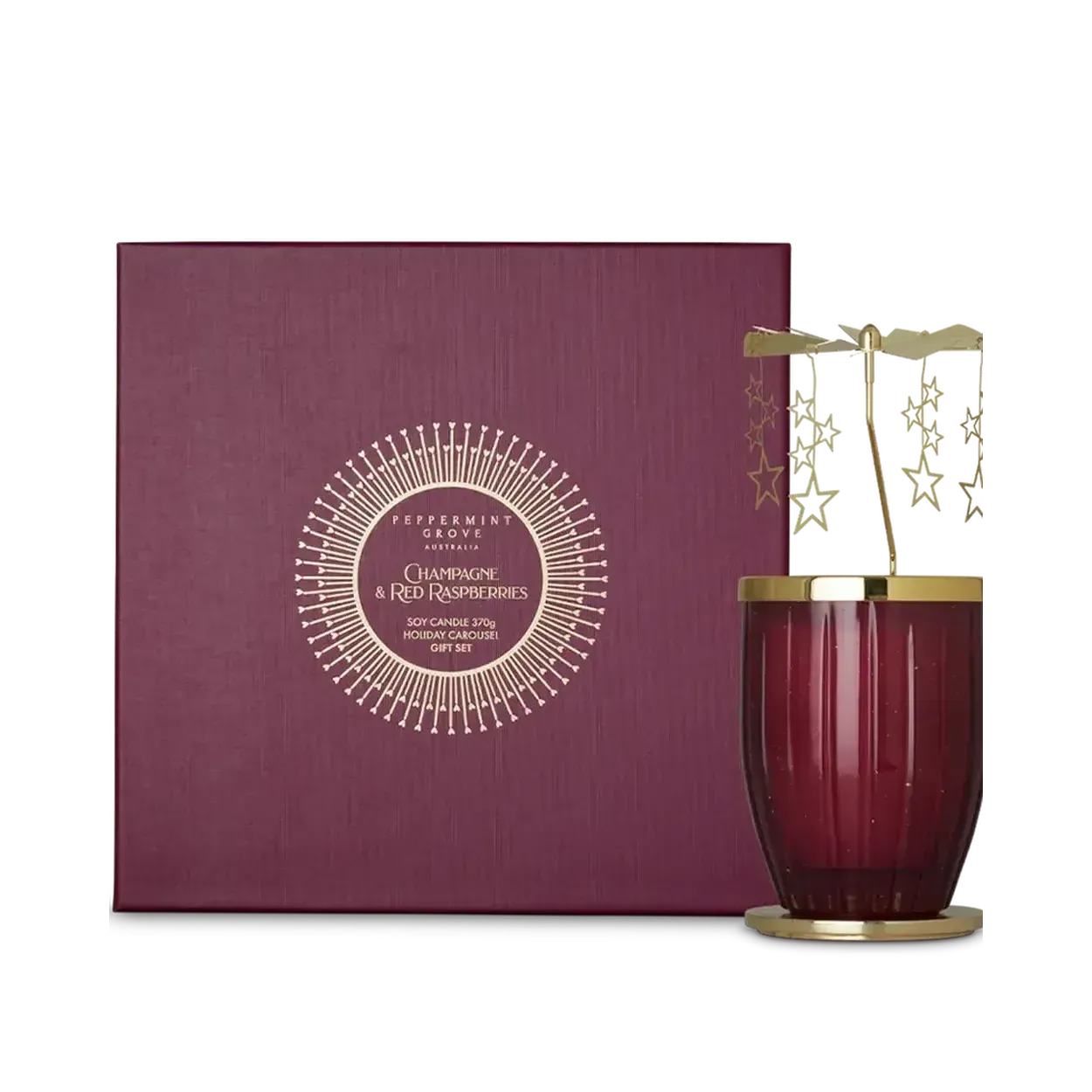Christmas Limited Edition Peppermint Grove Champagne & Red Raspberries Spinning Carousel Gift Set 2025-Candles2go