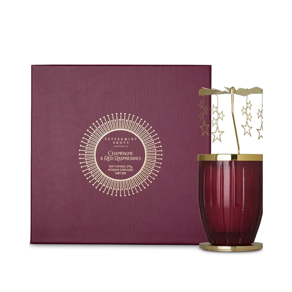 Christmas Limited Edition Peppermint Grove Champagne & Red Raspberries Spinning Carousel Gift Set 2025-Candles2go