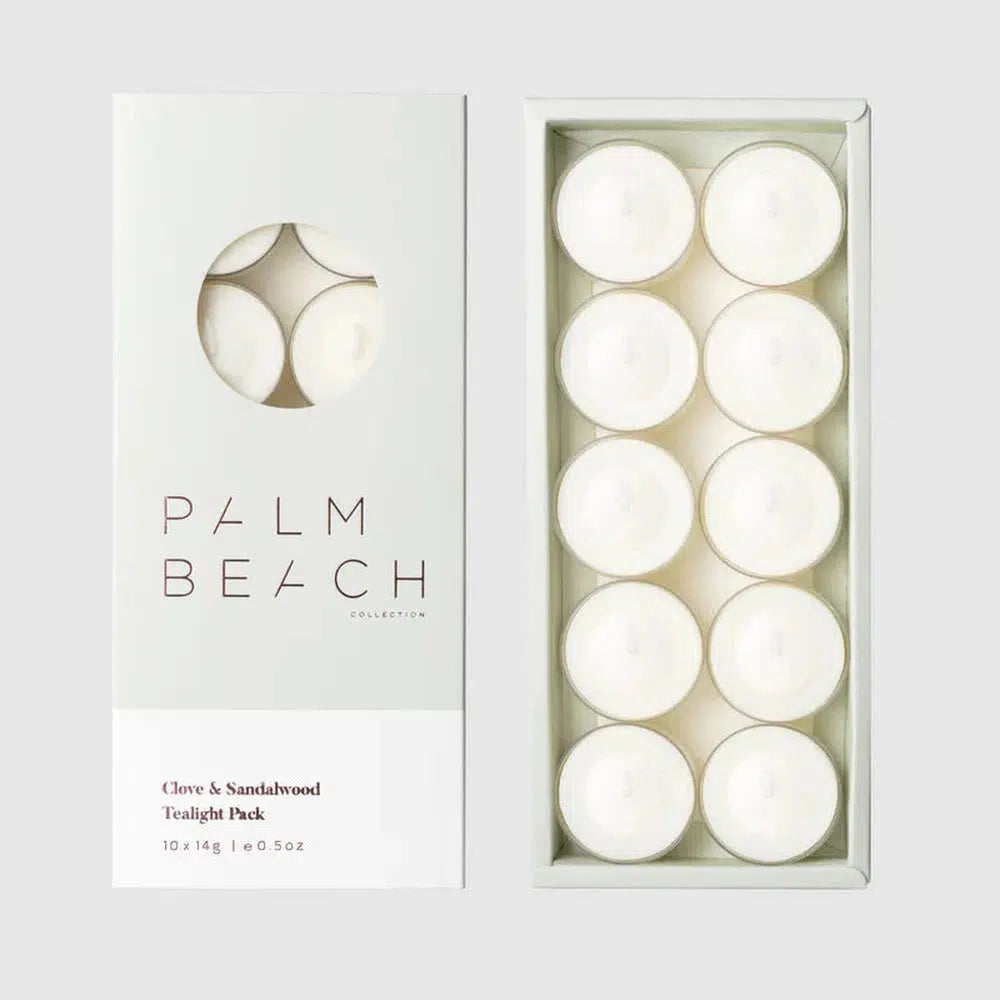 Clove & Sandalwood Pack of 10 Tealight Candles by Palm Beach-Candles2go