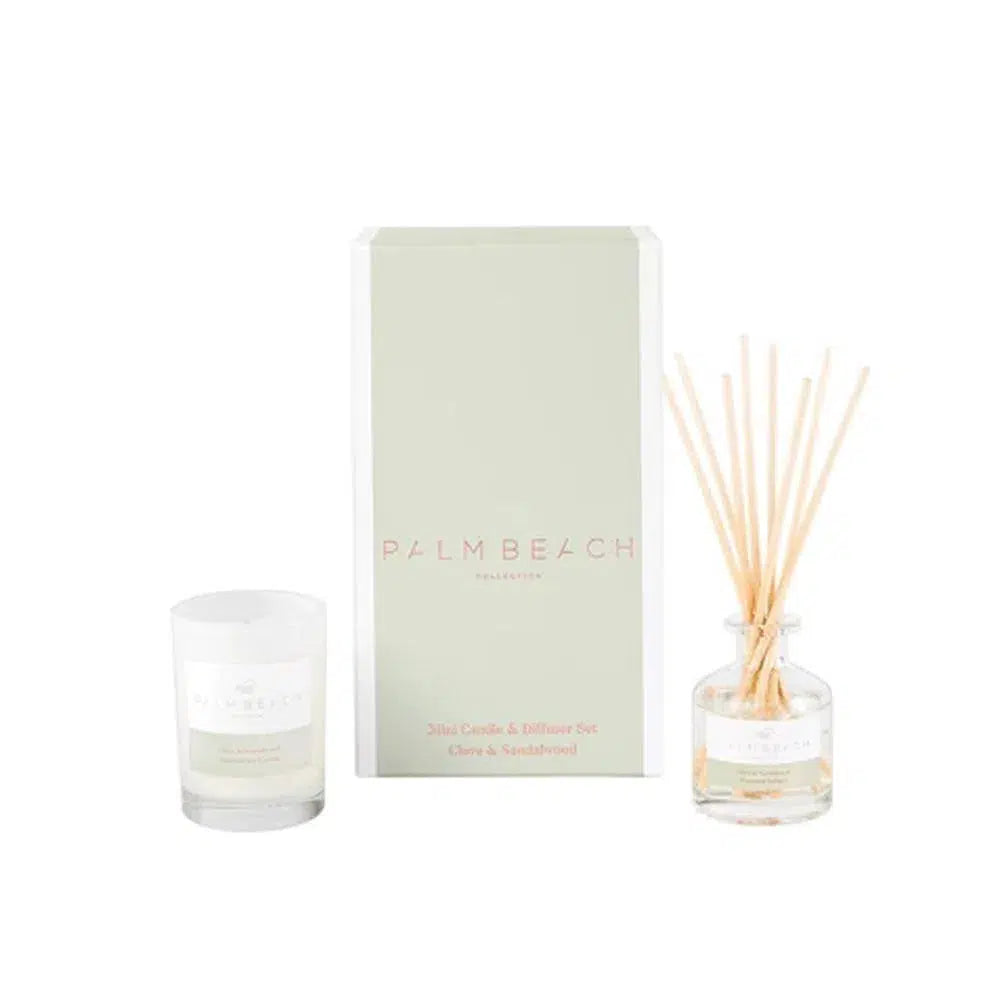 Clove and Sandalwood Mini Candle and Diffuser Set by Palm Beach-Candles2go