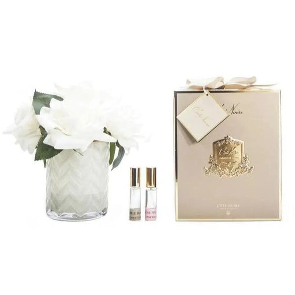 Cote Noire Herringbone Perfumed Flower in Cream Champagne Roses HCF02-Candles2go