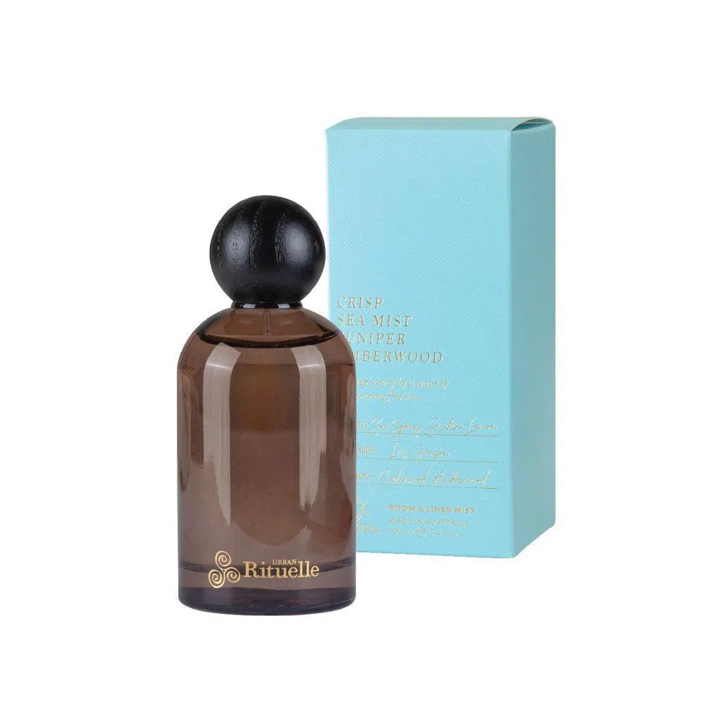 Crisp Sea Mist, Juniper and Amberwood 100ml Room and Linen Mist by Urban Rituelle-Candles2go