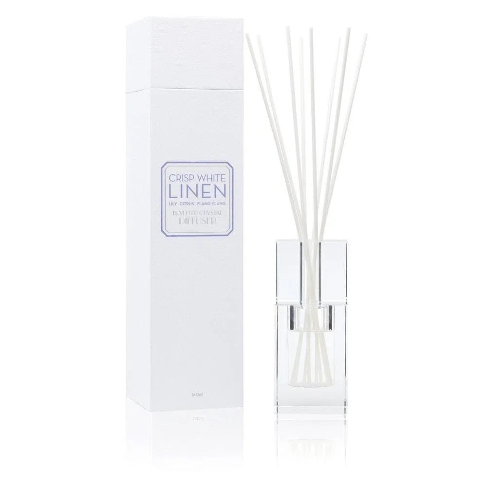 Crisp White Linen Crystal Diffuser 140ml by Abode Aroma-Candles2go