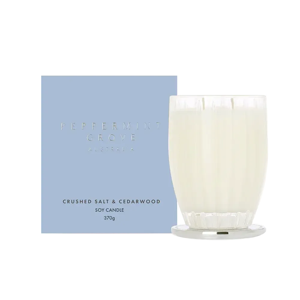 Crushed Salt and Cedarwood 370g Candle by Peppermint Grove-Candles2go
