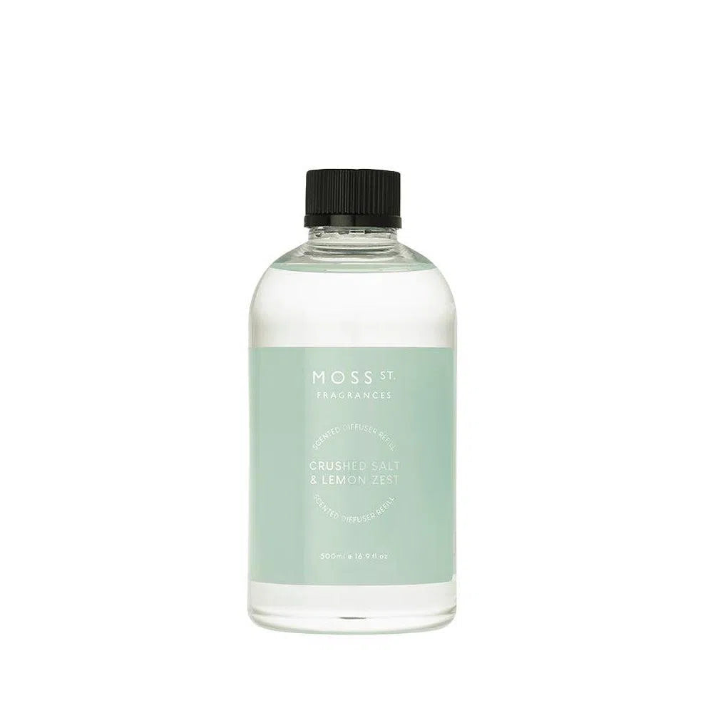 Crushed Salt and Lemon Zest 500ml Reed Diffuser Refill by Moss St Fragrances-Candles2go