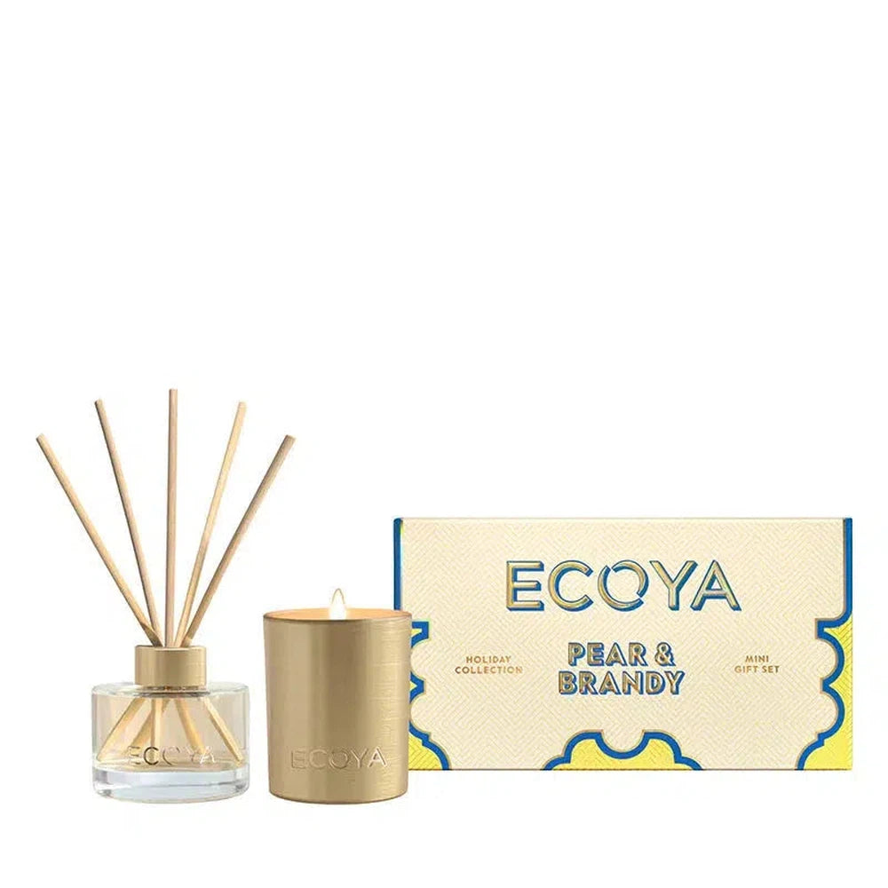 Ecoya Pear & Brandy Mini Candle & Diffuser Gift Set Limited Edition Christmas 2024-Candles2go