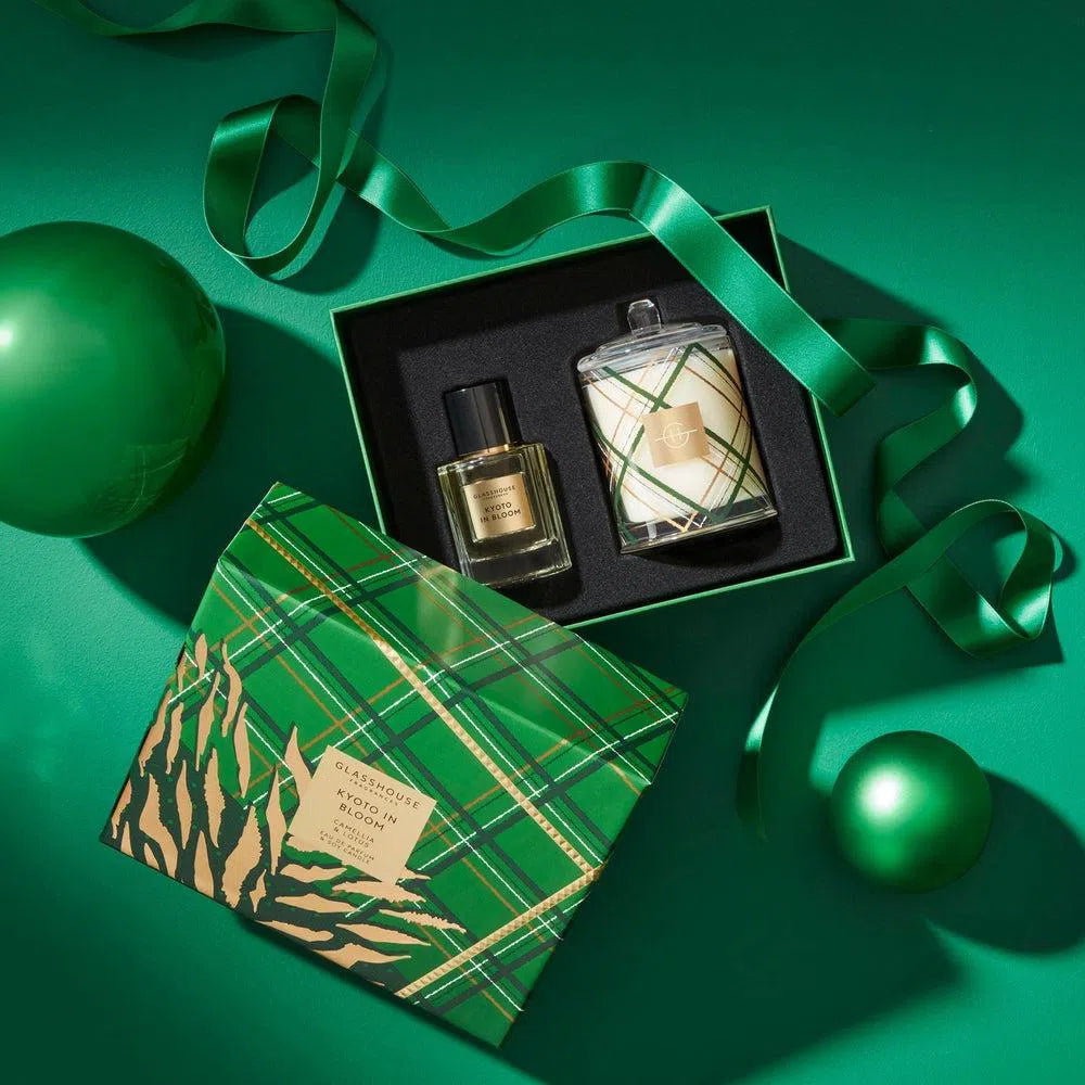 Glasshouse Fragrances Kyoto In Bloom Duo Candle & Parfum Limited Edtion Christmas Set - Online Price Only-Candles2go
