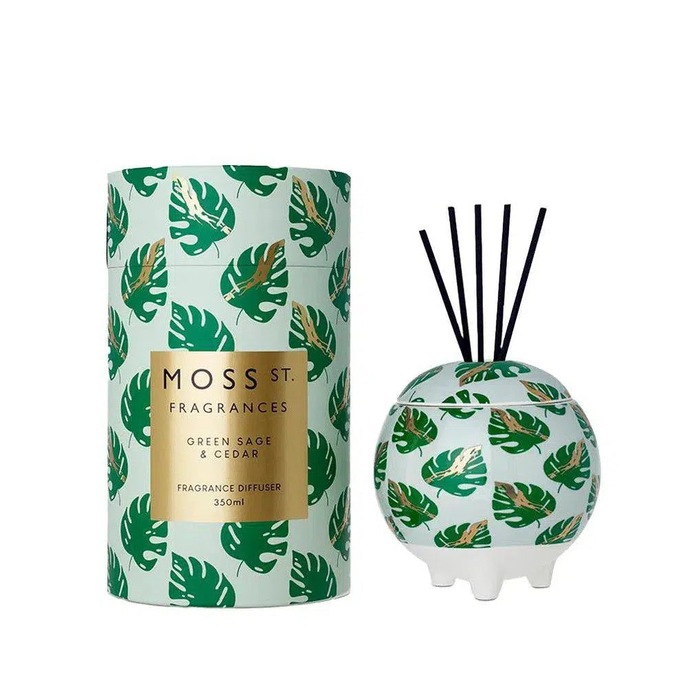 Green Sage and Cedar 350ml Diffuser by Moss St Ceramic-Candles2go