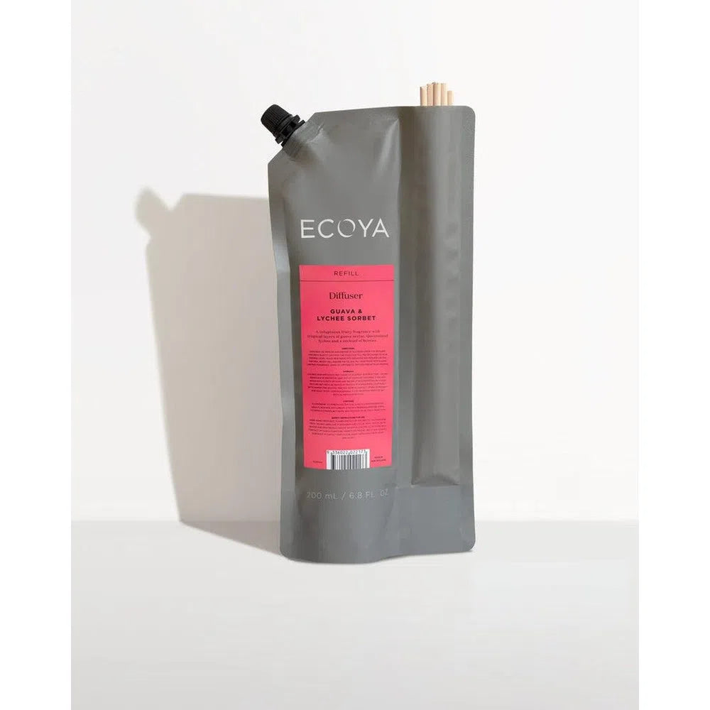 Guava and Lychee Sorbet Diffuser Refill with Reeds 200ml by Ecoya-Candles2go