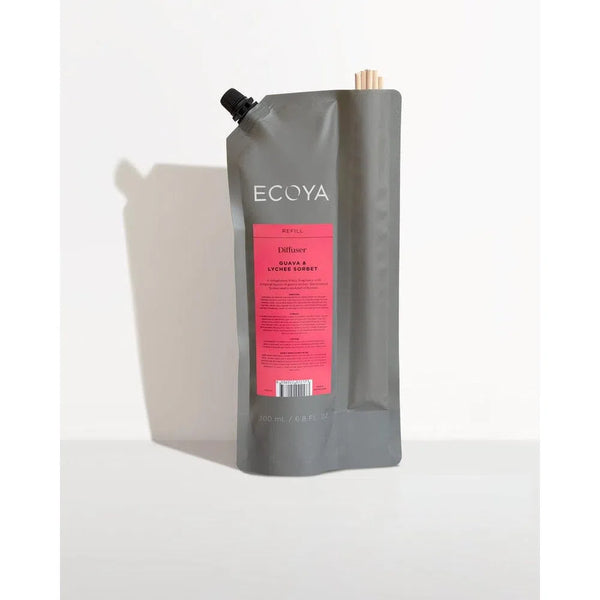 Guava and Lychee Sorbet Diffuser Refill with Reeds 200ml by Ecoya-Candles2go