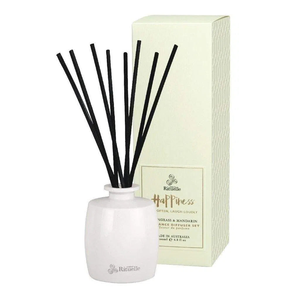 Happiness Lemongrass & Mandarin Fragrance Diffuser by Urban Rituelle-Candles2go