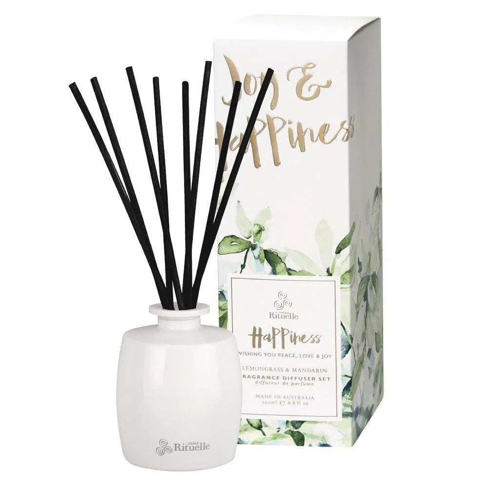 Happiness Lemongrass and Mandarin 200ml Diffuser by Urban Rituelle-Candles2go