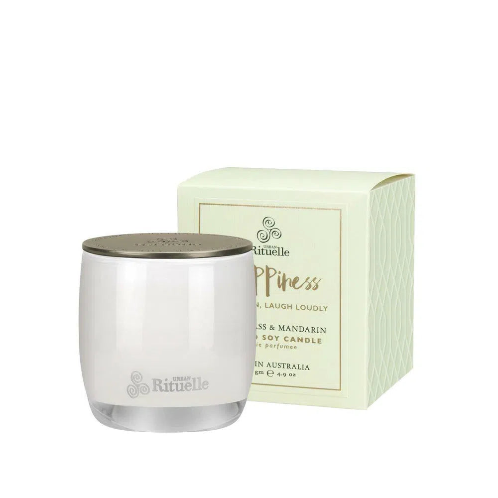 Happiness Lemongrass and Mandarin Soy Candle 140g by Urban Rituelle-Candles2go
