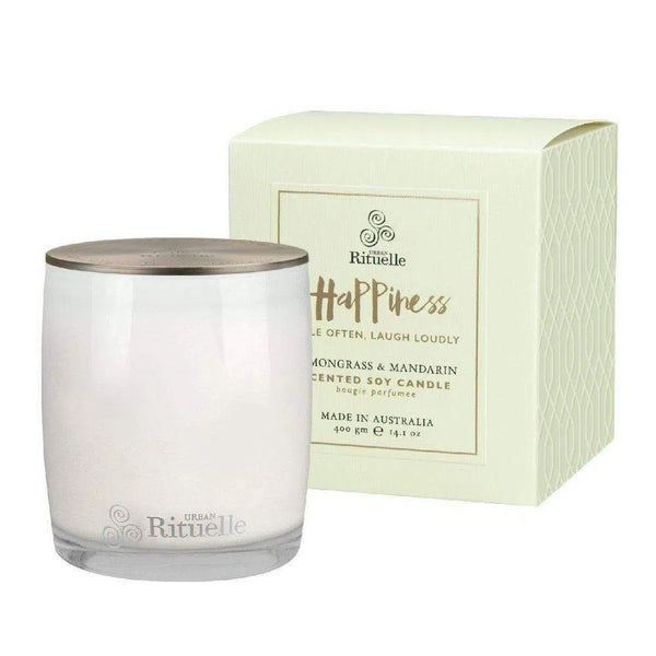 Happiness Lemongrass and Mandarin Soy Candle 400g by Urban Rituelle-Candles2go
