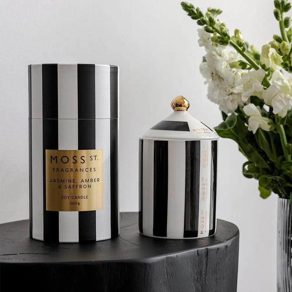 Jasmine, Amber & Saffron 360g Ceramic Candle by Moss St Ceramics-Candles2go
