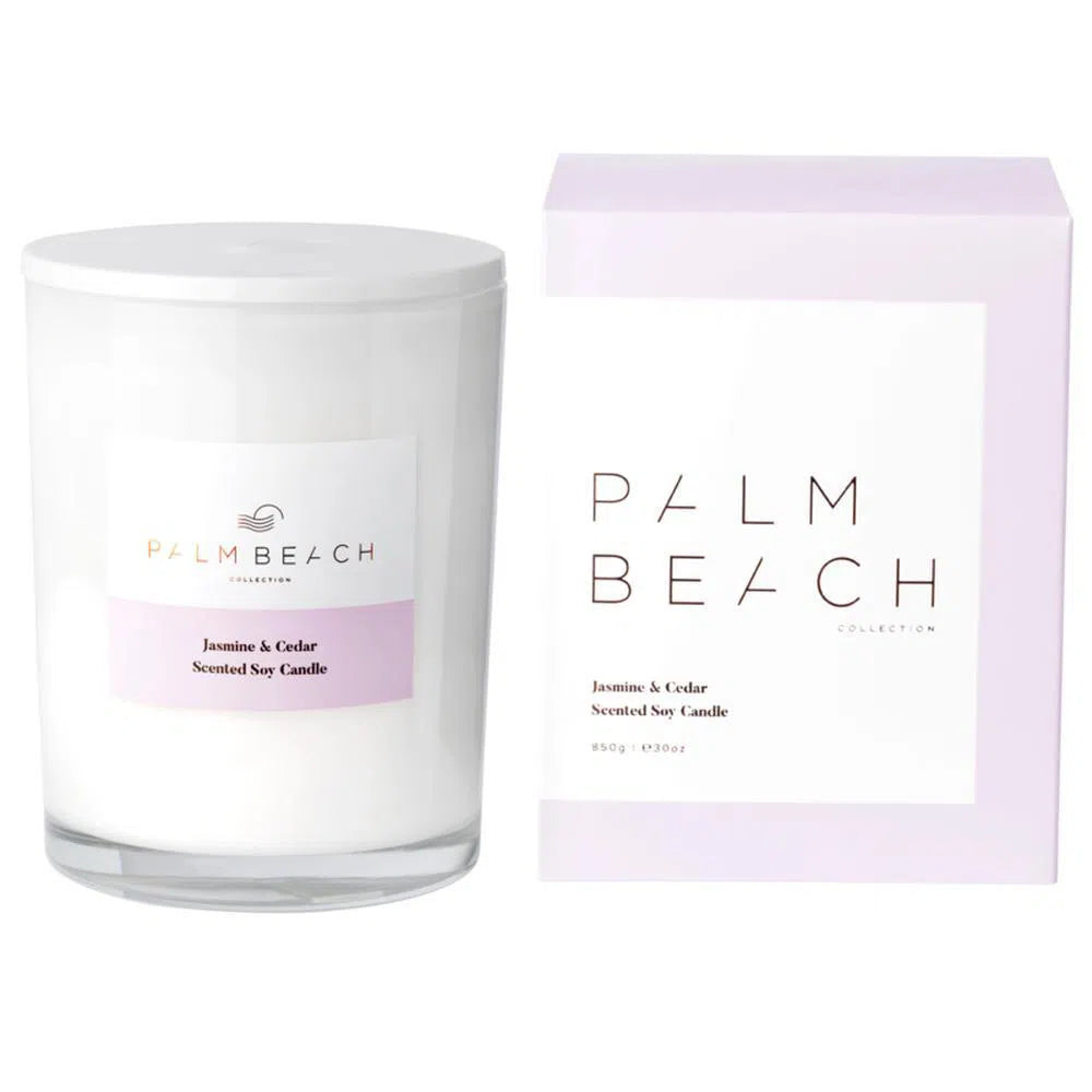 Jasmine and Cedar 850g Deluxe by Palm Beach-Candles2go